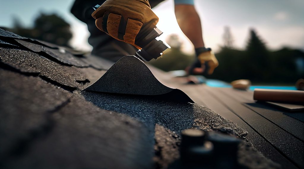 image of a man looking at a roof that need repair