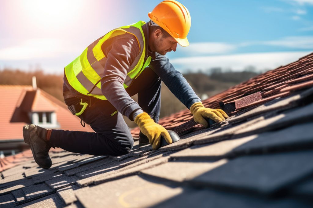 a roofer working on a roof
