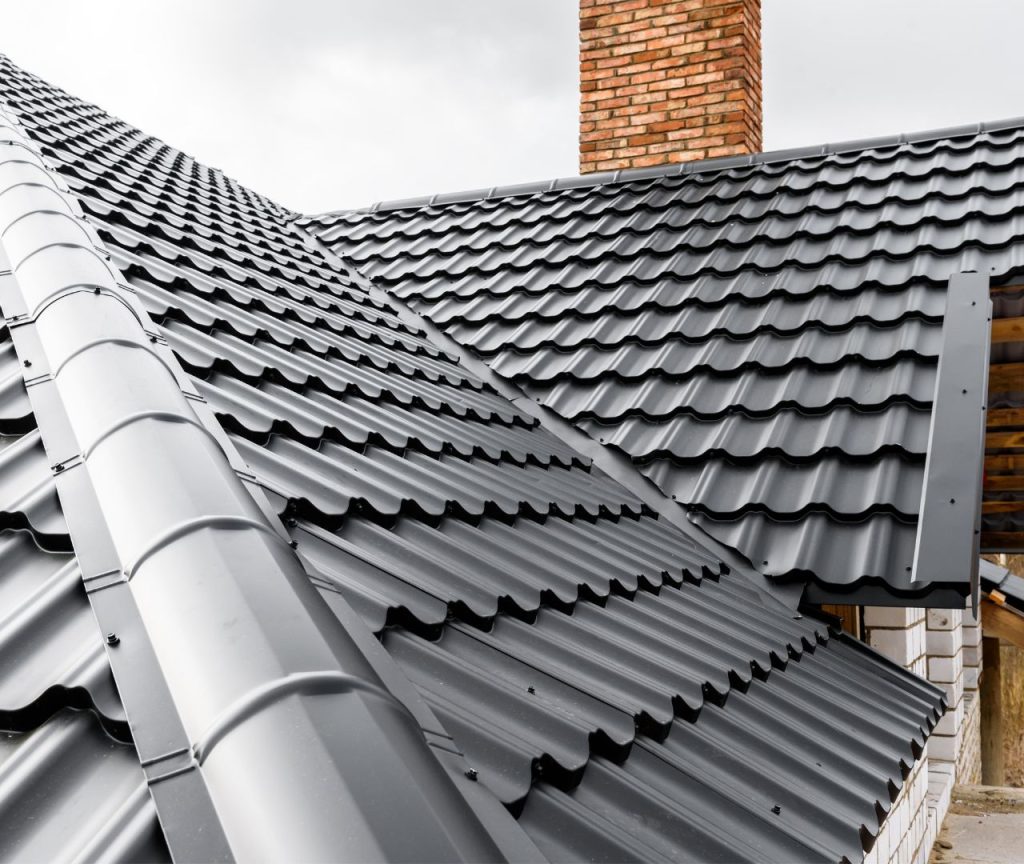 Corrugated metal roofing with shingles