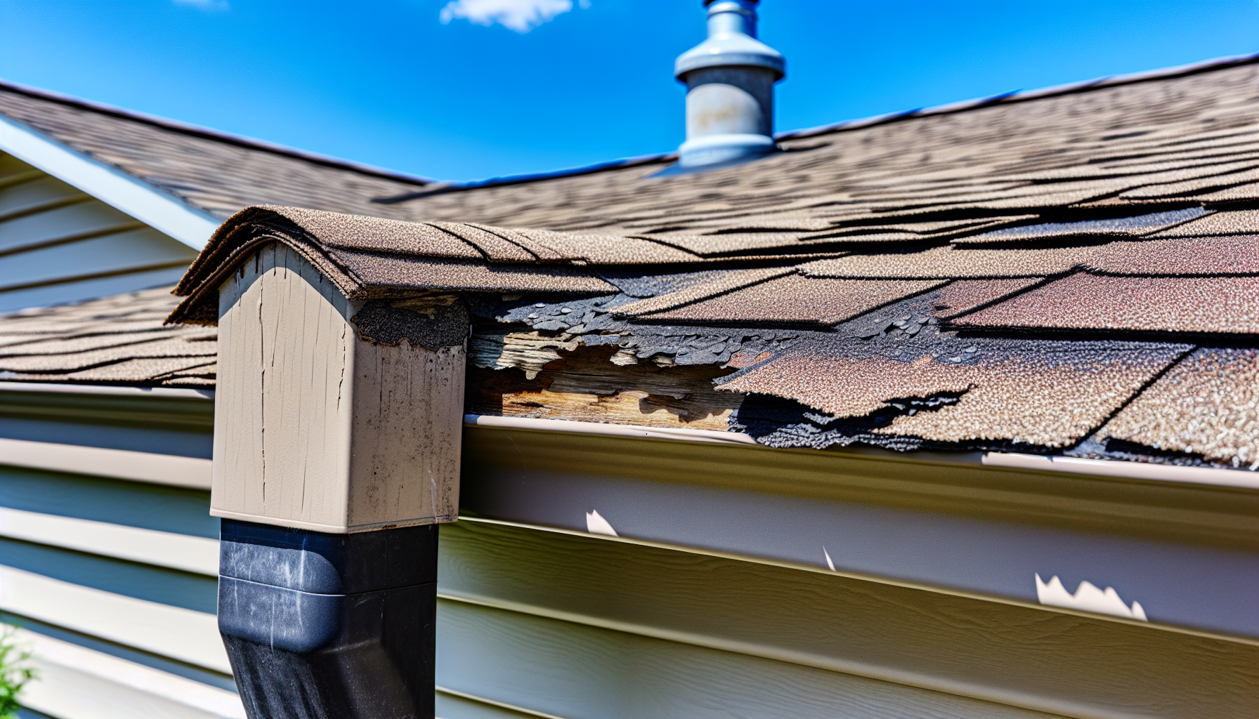 Signs of wear and tear on a shingle roof