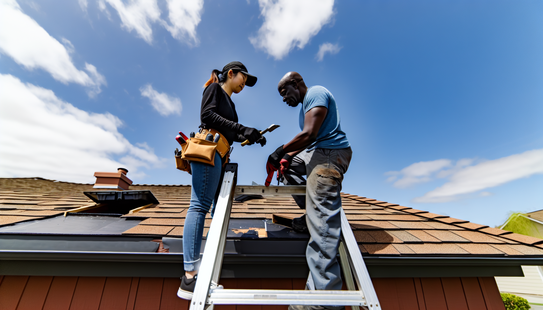 Professional repairing a roof